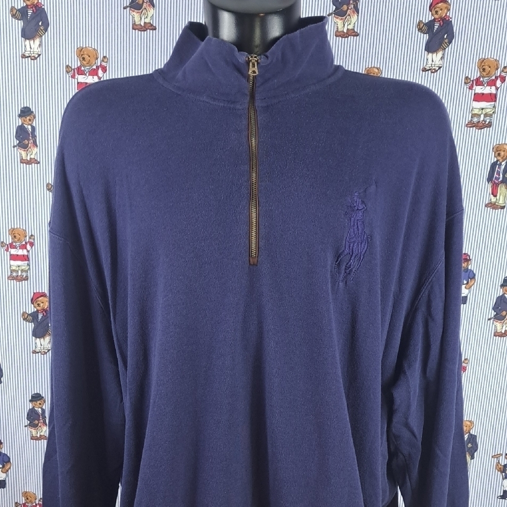 Polo Ralph Lauren big rider navy blue 1/4 zip 3 pocket 4XL B pullover shirt